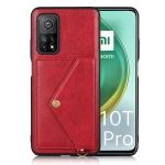 For Xiaomi Mi 10T Pro 5G Litchi Texture Silicone + PC + PU Leather Back Cover Shockproof Case with Card Slot(Red)