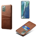 For Samsung Galaxy Note20 Calf Texture PC + PU Leather Back Cover Shockproof Case with Dual Card Slots(Brown)