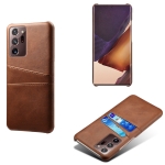 For Samsung Galaxy Note20 Ultra Calf Texture PC + PU Leather Back Cover Shockproof Case with Dual Card Slots(Brown)