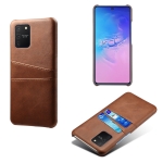 For Samsung Galaxy S10 Lite/ M80s Calf Texture PC + PU Leather Back Cover Shockproof Case with Dual Card Slots(Brown)
