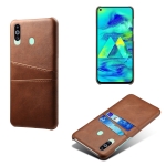 For Samsung Galaxy M40 Calf Texture PC + PU Leather Back Cover Shockproof Case with Dual Card Slots(Brown)