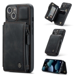 CaseMe C20 Multifunctional PC + TPU Protective Case with Holder & Card Slot & Wallet For iPhone 13(Black)
