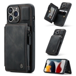 CaseMe C20 Multifunctional PC + TPU Protective Case with Holder & Card Slot & Wallet For iPhone 13 Pro(Black)