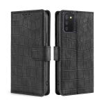 For Samsung Galaxy A03s Skin Feel Crocodile Texture Magnetic Clasp Horizontal Flip PU Leather Case with Holder & Card Slots & Wallet(Black)