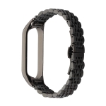For Xiaomi Mi Band 4 / 3 Seven-beads Stainless Steel Replacement Strap Watchband(Black)