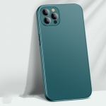 Precise Hole AG Matte Glass + Liquid Silicone Skin Feel Shockproof Case For iPhone 13 Pro Max(Dark Green)