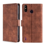 For Infinix Smart 4 Skin Feel Crocodile Texture Magnetic Clasp Horizontal Flip PU Leather Case with Holder & Card Slots & Wallet(Brown)
