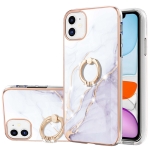Electroplating Marble Pattern IMD TPU Shockproof Case with Ring Holder For iPhone 11(White 006)