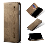 For Motorola Moto Edge 2021 Denim Texture Casual Style Horizontal Flip Leather Case with Holder & Card Slots & Wallet(Khaki)