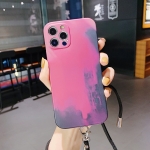 Watercolor TPU Shockproof Phone Case with Neck Lanyard For iPhone 11(Berry Color)