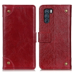 For OPPO K9 Pro Copper Buckle Nappa Texture Horizontal Flip Leather Case with Holder & Card Slots & Wallet(Wine Red)