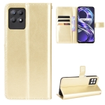For OPPO Realme 8i Crazy Horse Texture Horizontal Flip Leather Case with Holder & Card Slots & Lanyard(Gold)