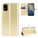 For ZTE Blade A31 Crazy Horse Texture Horizontal Flip Leather Case with Holder & Card Slots & Lanyard(Gold)