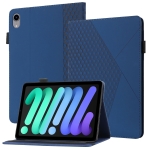 Rhombus Skin Feel Horizontal Flip Tablet Leather Case with Card Slots & Holder & Sleep / Wake-up Function For iPad mini 6(Royal Blue)