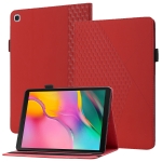 For Samsung Galaxy Tab A 10.1 2019 T510 Rhombus Skin Feel Horizontal Flip Tablet Leather Case with Card Slots & Holder(Red)
