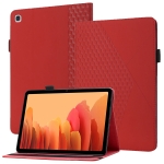 For Samsung Galaxy Tab A7 10.4 2020 T500/T505 Rhombus Skin Feel Horizontal Flip Tablet Leather Case with Card Slots & Holder(Red)