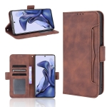 For Xiaomi 11T / 11T Pro Skin Feel Calf Pattern Horizontal Flip Leather Case with Holder & Card Slots & Photo Frame(Brown)