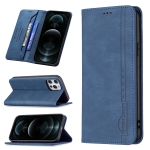 Magnetic RFID Blocking Anti-Theft Leather Case with Holder & Card Slots & Wallet For iPhone 12 Pro Max(Blue)