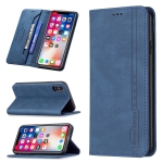 Magnetic RFID Blocking Anti-Theft Leather Case with Holder & Card Slots & Wallet For iPhone X / XS(Blue)