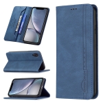 Magnetic RFID Blocking Anti-Theft Leather Case with Holder & Card Slots & Wallet For iPhone XR(Blue)