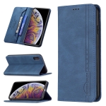 Magnetic RFID Blocking Anti-Theft Leather Case with Holder & Card Slots & Wallet For iPhone XS Max(Blue)