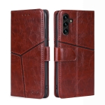 For Samsung Galaxy A13 5G Geometric Stitching Horizontal Flip Leather Case with Holder & Card Slots & Wallet(Dark Brown)