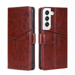 For Samsung Galaxy S22 5G Geometric Stitching Horizontal Flip Leather Case with Holder & Card Slots & Wallet(Dark Brown)