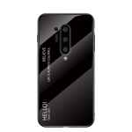 For OnePlus 8 Pro Gradient Color Painted TPU Edge Glass Case(Elegant Black)