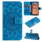 For vivo Y11s/Y12A/Y12s/Y20/Y20A/Y20s/Y20i/Y20G/Y20SG Pressed Printing Sunflower Pattern Horizontal Flip PU Leather Case with Holder & Card Slots & Wallet & Lanyard(Blue)