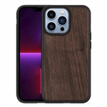 Wood Veneer TPU Shockproof Phone Case For iPhone 13 Pro Max(Walnut)