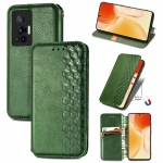 For vivo X70 Pro Cubic Grid Pressed Horizontal Flip Magnetic Leather Phone Case with Holder & Card Slots & Wallet(Green)