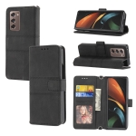 For Samsung Galaxy Z Fold2 5G Embossed Striped Magnetic Buckle PU + TPU Horizontal Flip Phone Leather Case(Black)