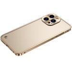 Metal Frame Frosted PC Shockproof Phone Case For iPhone 13 Pro(Gold)