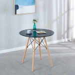 [US Warehouse] MDF Round Table with Wooden Legs, Size: 31.5 x 31.5 x 28.74 inch(Black)