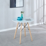 [US Warehouse] MDF Round Table with Wooden Legs, Size: 31.5 x 31.5 x 28.74 inch(White)