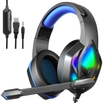 H100 PC Computer E-sports Gaming RGB Light Wired Headset with Microphone (Black Blue)
