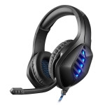 J1 PC Computer E-sports Gaming RGB Light Stereo Wired Headset with Microphone (Black Blue)