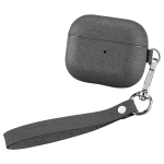 MOMAX FT9E PC + Leather Cloth Texture Earphone Protective Case with Lanyard for AirPods 3(Dark Gray)