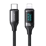 USAMS US-SJ545 U78 Type-C / USB-C to 8 Pin PD Aluminum Alloy Digital Display Fast Charging Data Cable, Length: 1.2m(Black)