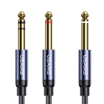 USAMS US-SJ540 3.5mm to Dual 6.35mm Aluminum Alloy Audio Cable, Length: 2m