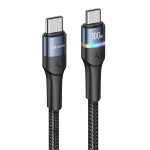 USAMS US-SJ537 U76 100W Type-C / USB-C to Type-C / USB-C PD Aluminum Alloy Colorful Lights Fast Charging Data Cable, Length: 1.2m(Black)