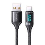 USAMS US-SJ544 U78 6A Type-C / USB-C Aluminum Alloy Digital Display Fast Charging Data Cable, Length: 1.2m (Black)