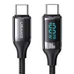 USAMS US-SJ546 U78 100W Type-C / USB-C to Type-C / USB-C Aluminum Alloy Digital Display Fast Charging Data Cable, Length: 1.2m (Black)