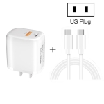 CS-20W Mini Portable PD3.0 + QC3.0 Dual Ports Fast Charger with 3A Type-C to Type-C  Data Cable(US Plug)