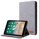 For iPad mini 6 2021 Cloth Teature Horizontal Flip PU Leather Case with Holder & Card Slots(Grey)