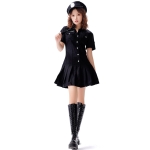 8331 Cotton Tie Policewoman Costume Halloween Bar Nightclub Uniform Set, Size: XL(Black)