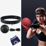 Head-Mounted Boxing Speed Reaction Ball Home Fighting Vent Ball, Specification: Black Special Training+Storage Bag+Gloves