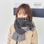 Classic Houndstooth Color Matching Scarf Women Autumn And Winter All-Match Warm Knitted Bib, Length (cm): 190cm(Gray)