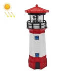 Outdoor Garden Decoration Solar Lighthouse Resin LED Revolving Light(Red White)