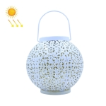 Outdoor Garden Decoration LED Solar Wrought Iron Hollow Ball Shape Portable Lamp(White)